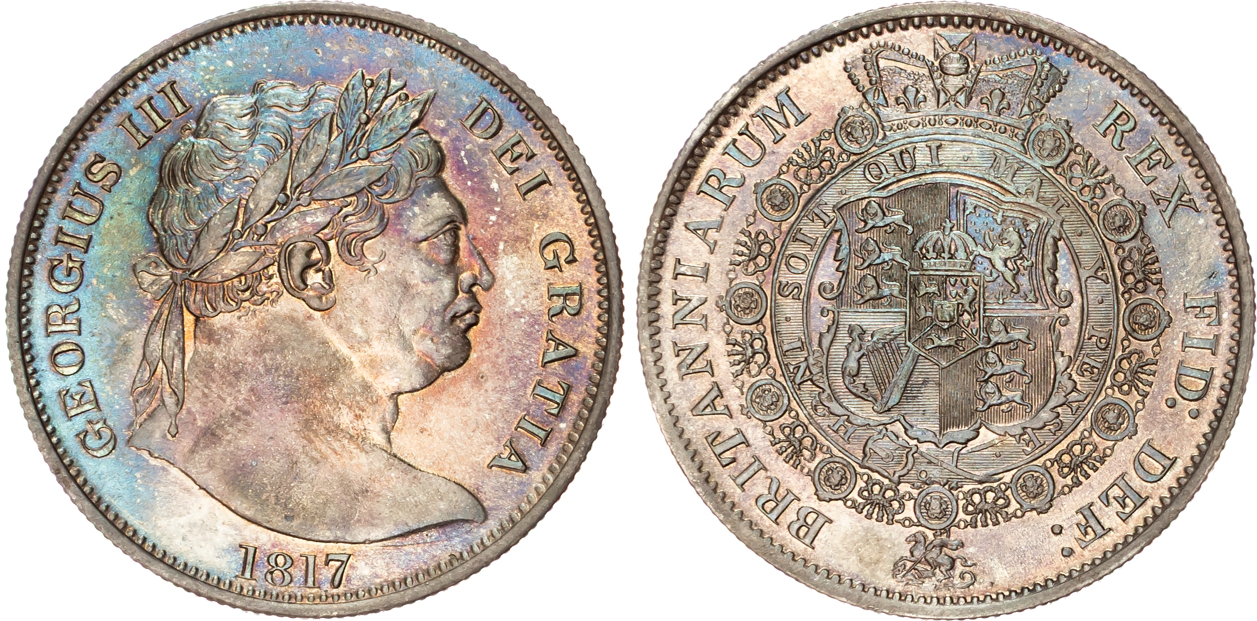 George III (1760-1820), 'Bullhead' Halfcrown, 1817