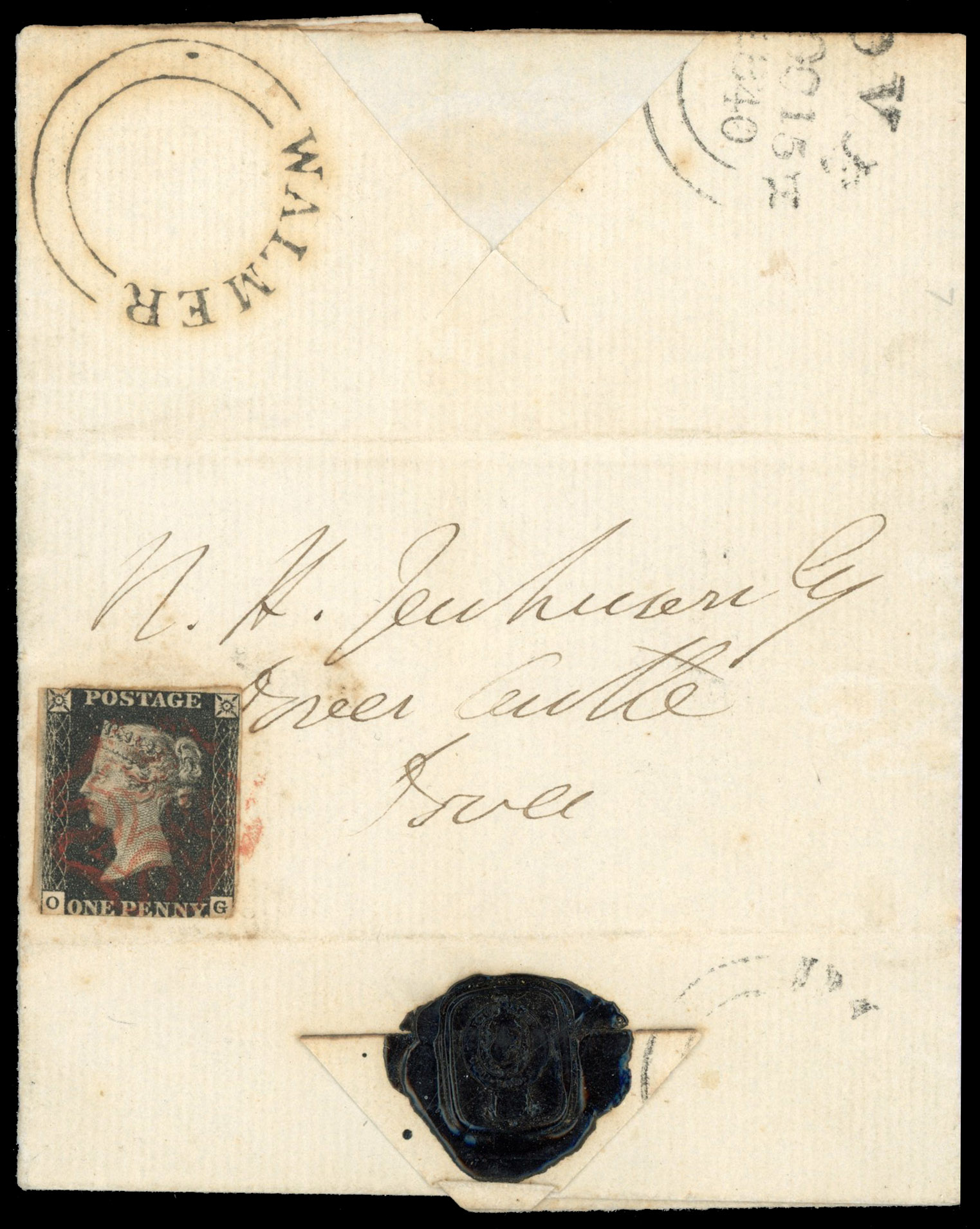 GB SG 2 Plate 7 entire letter signed by the Duke of Wellington 