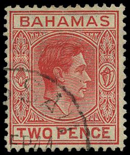 1941-51 2d scarlet with R3/6 RP short 'T',...