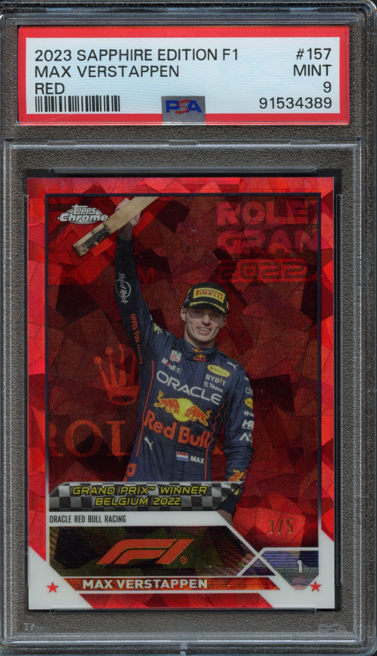 <p>PSA 9 2023 Topps Chrome Sapphire Edition F1 Max Verstappen #157 Red</p>