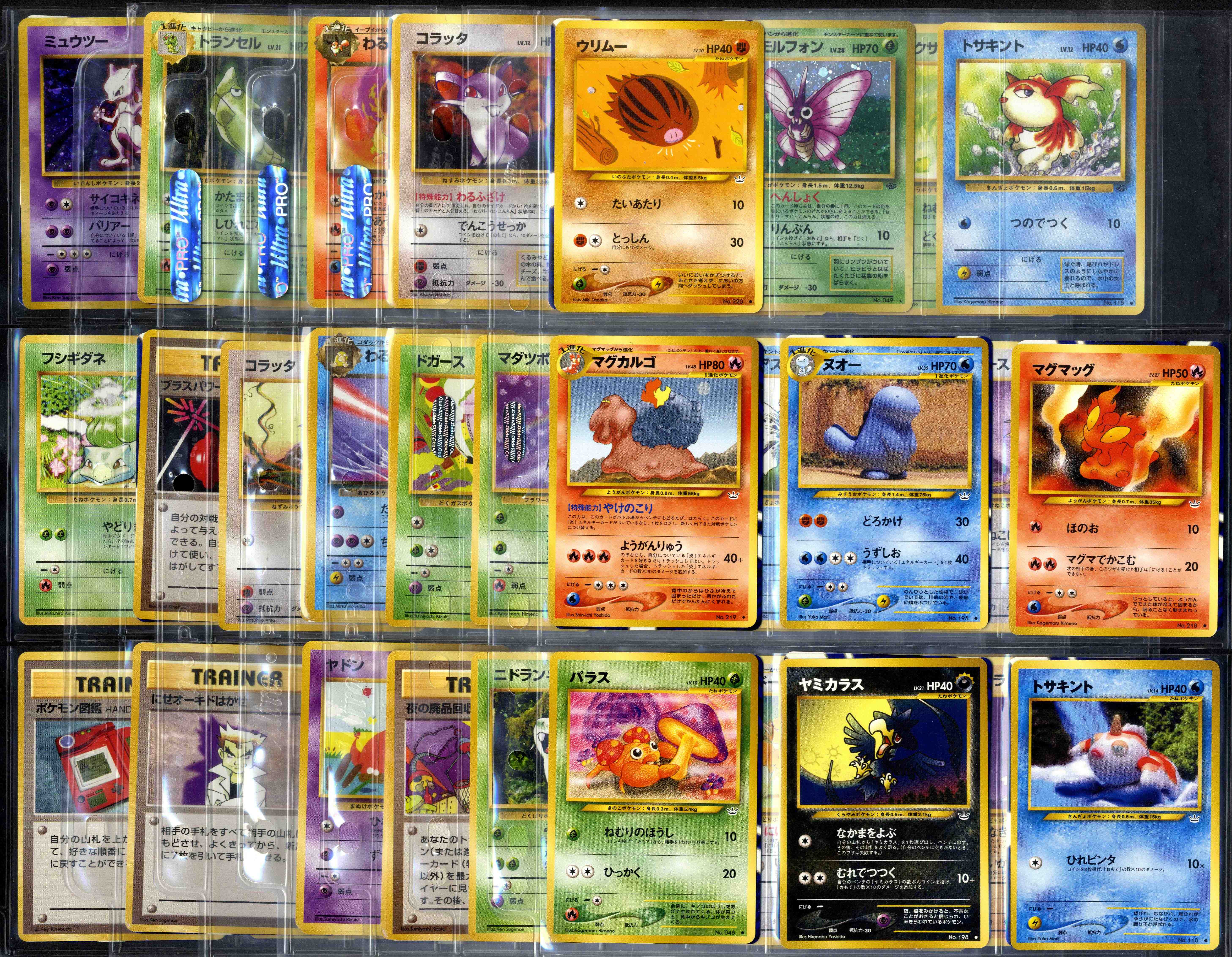 Japanese Assorted Sets Collection - Base Set, Jungle, Team Rocket, Neo Revelation - 83 cards/ 5 Holos