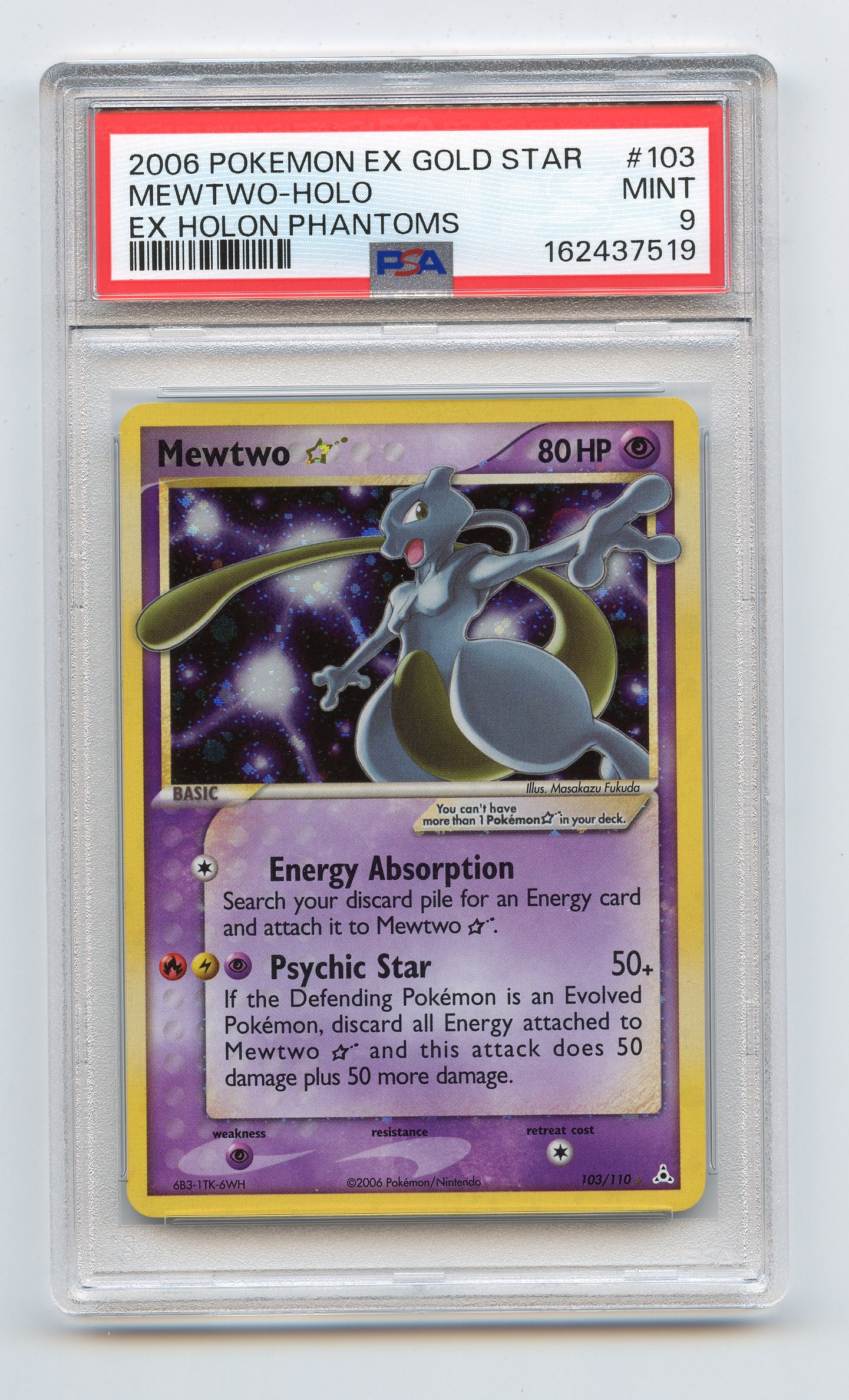 PSA 9 Mewtwo Gold Star #103 Holo EX Holon Phantoms