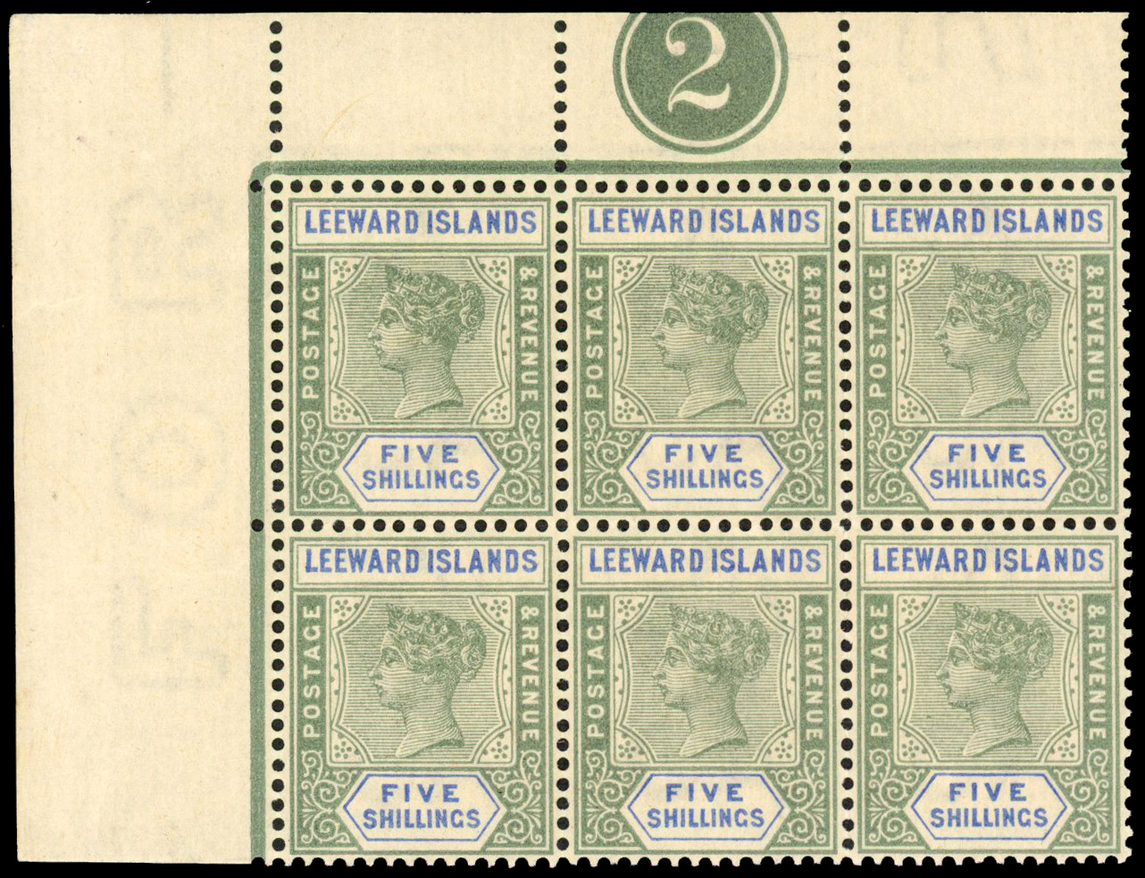 Leeward Islands SG 8 Plate block mint