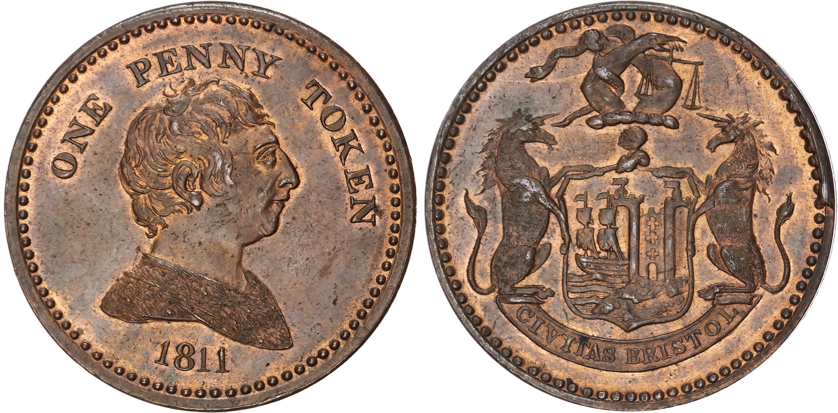 BRISTOL, Som . Unknown Issuer Penny 1811, Another but minor spacing and details diffs. 34mm/22gm. (W 418; D 78…