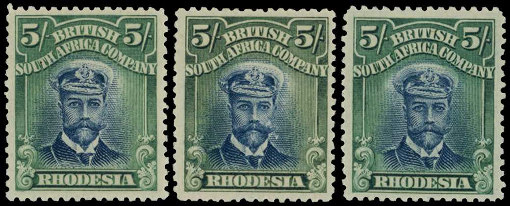 1913-7 5/- Head Die II, perf 14. Three...