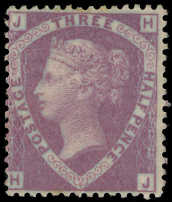 1860 1½d rosy mauve, Plate 1 (HJ) prepared...