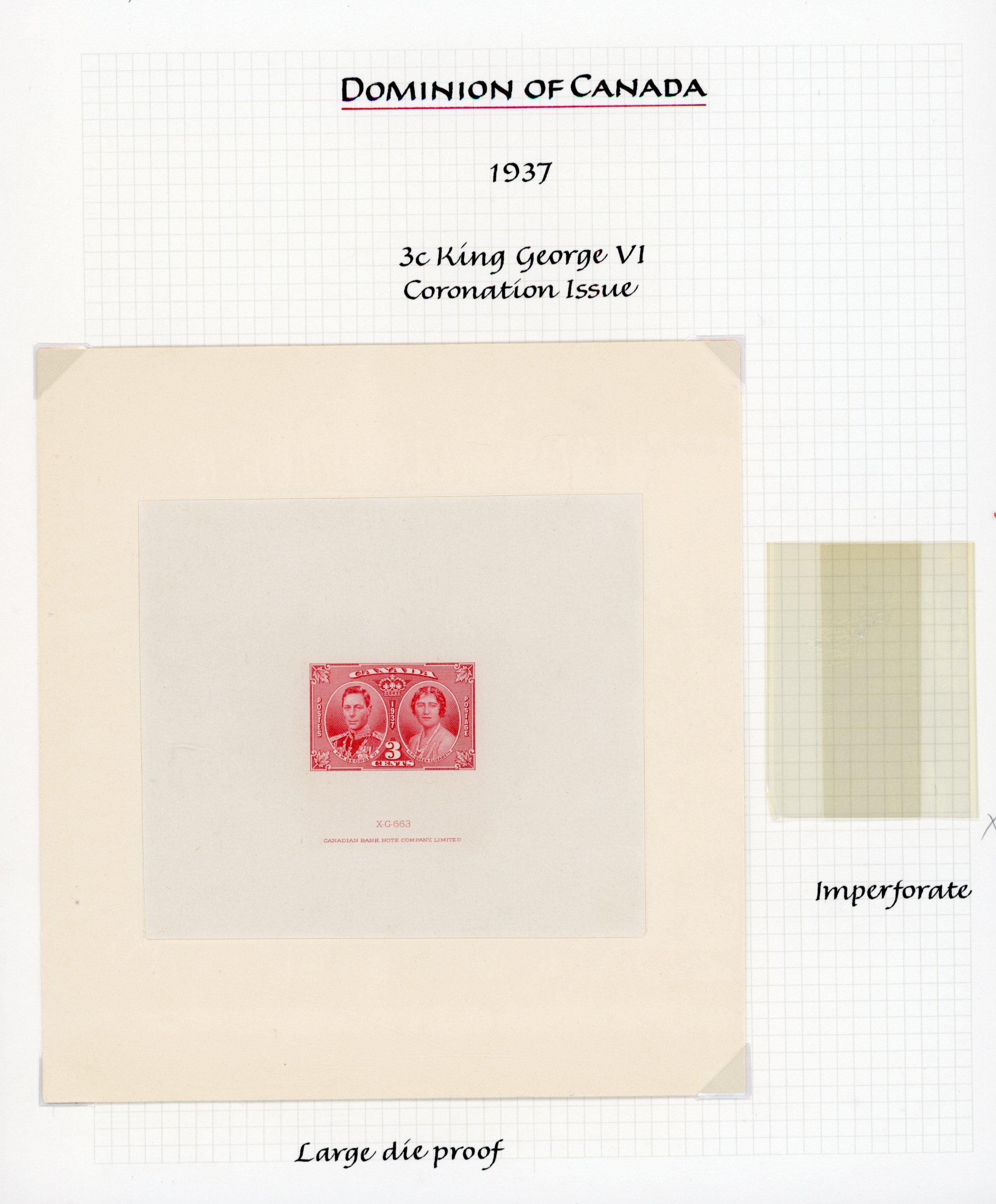 (Consolidated into R2000767/17) Canada 1937 Coronation 3c large proof in rose red