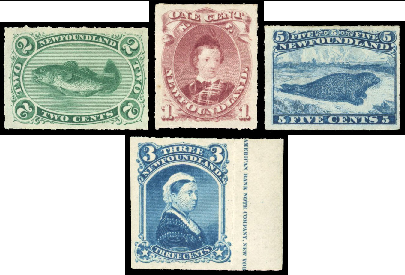 Newfoundland SG 40-43 rouletted mint set