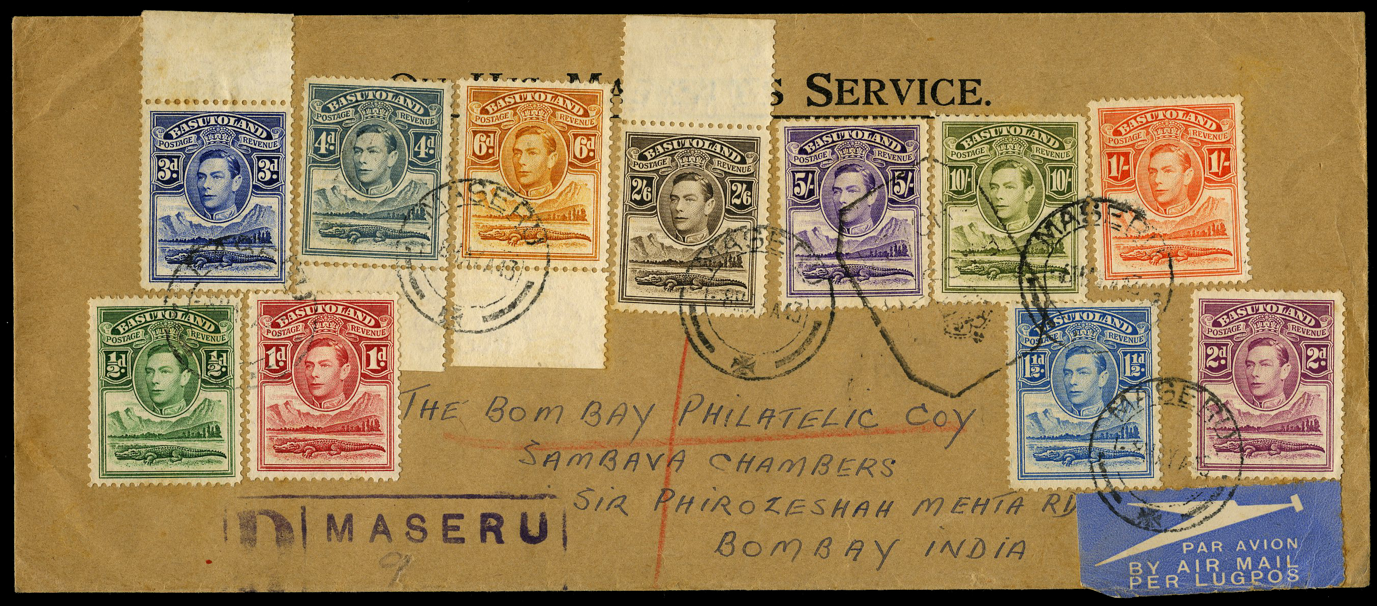1938 set on registered OHMS envelope to...