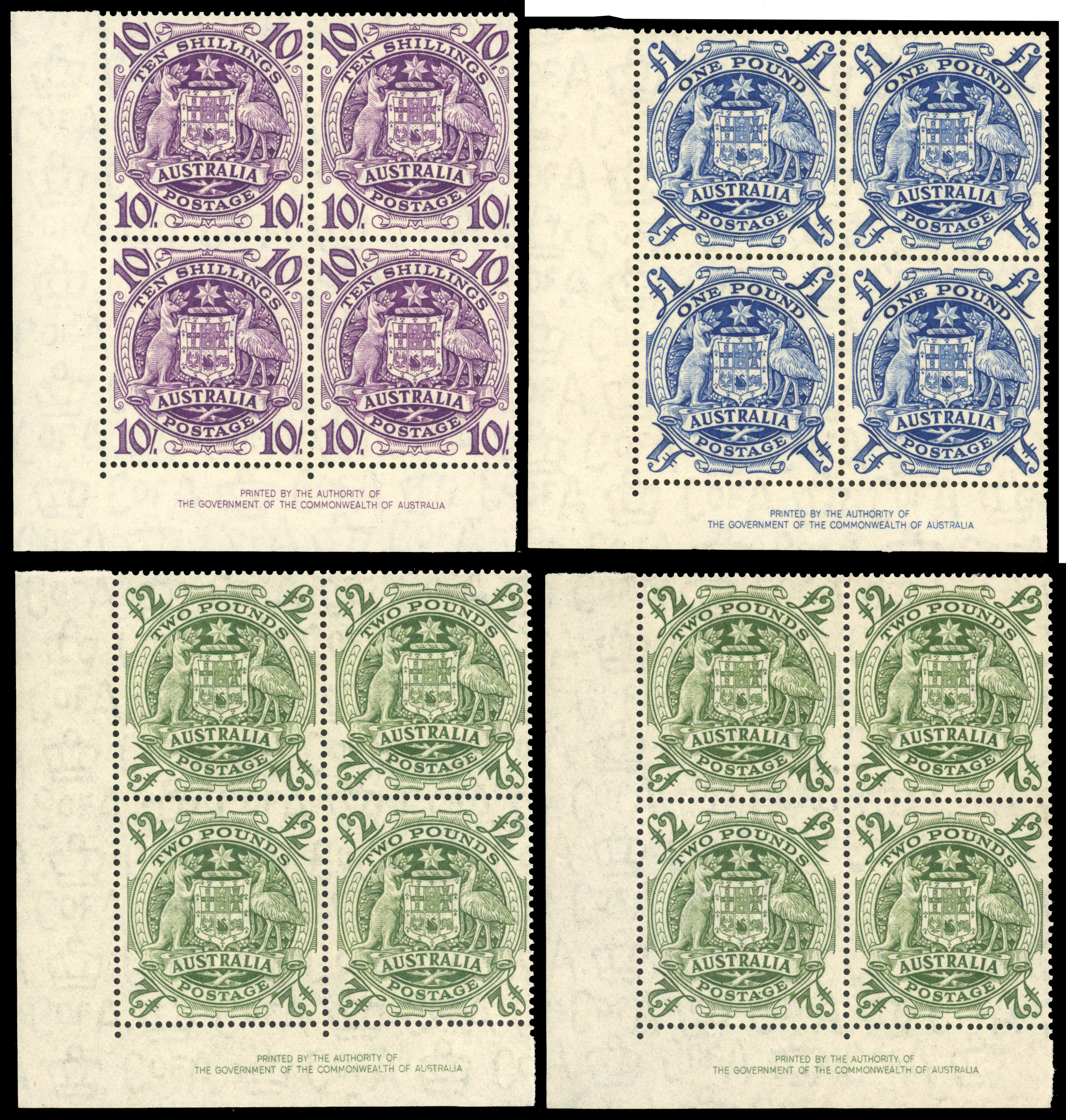 Australia SG 224b-da imprint blocks mint