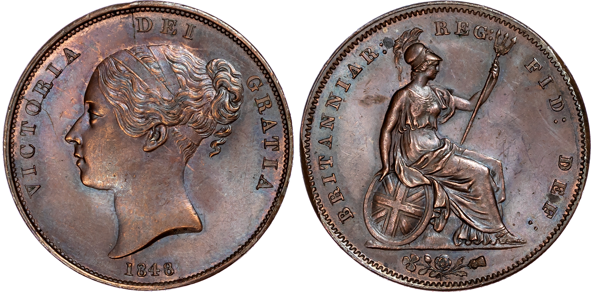 Victoria (1838-1901), Penny, 1848 over 6