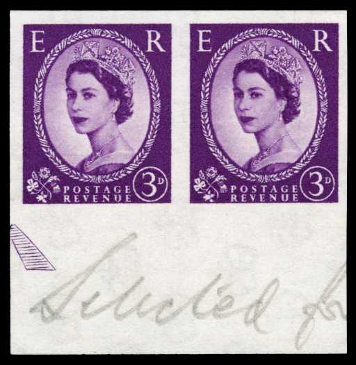 1958 3d deep lilac (Wmk. Crowns Sideways,...