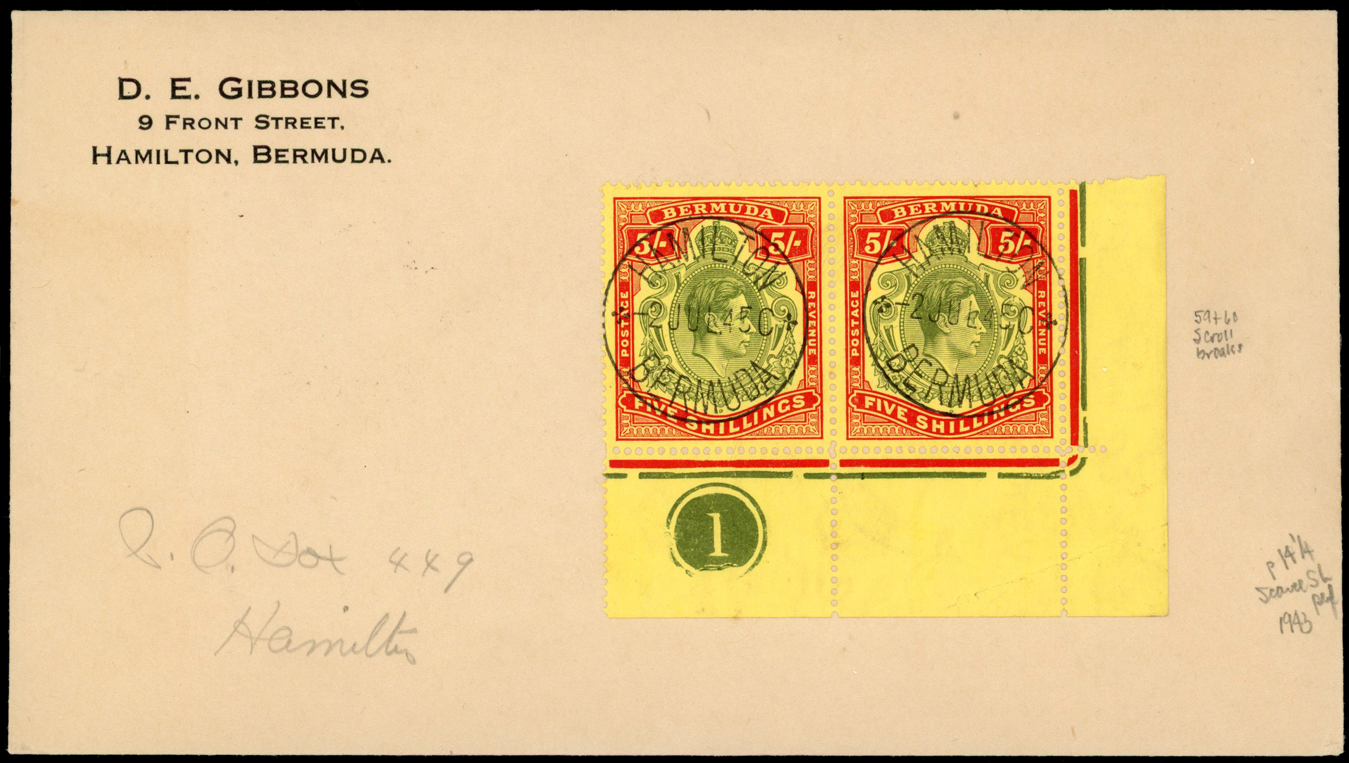 Bermuda SG 118bd, be cover