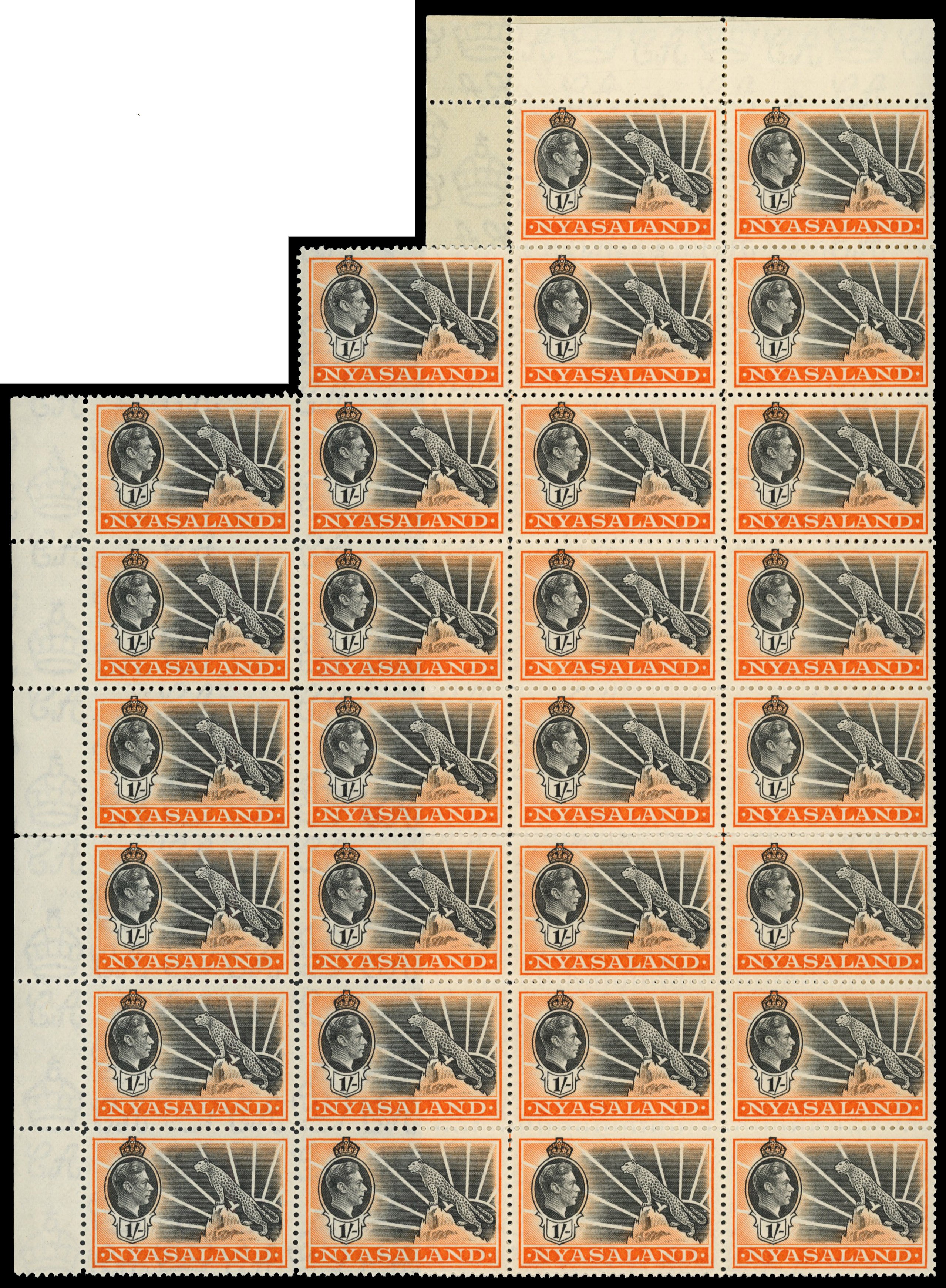 Nyasaland SG 130-138 sheets and multiples mint