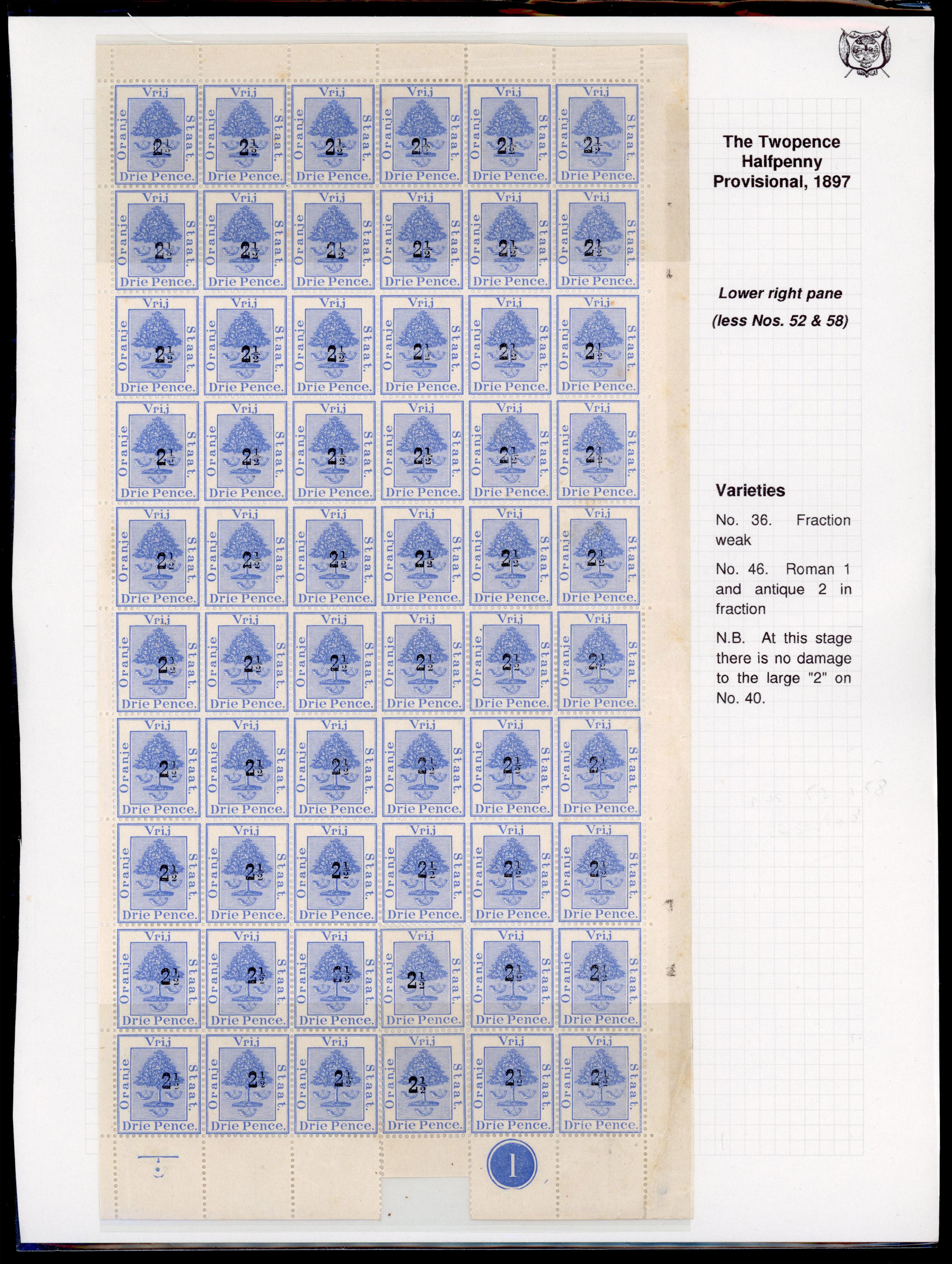 Orange Free State SG 83, a 1897 2½ on 3d pane mint