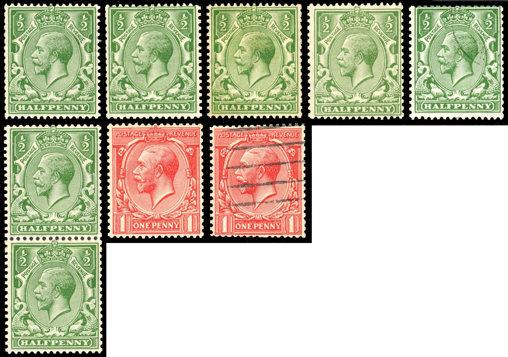 GB 1913 Royal Cypher (Multiple) mint and used group, SG 397/398