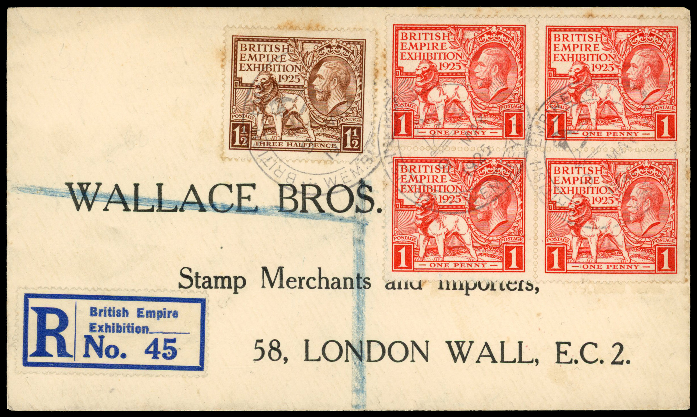 1925 British Empire Exhibition. Very fine registered envelope first day cover