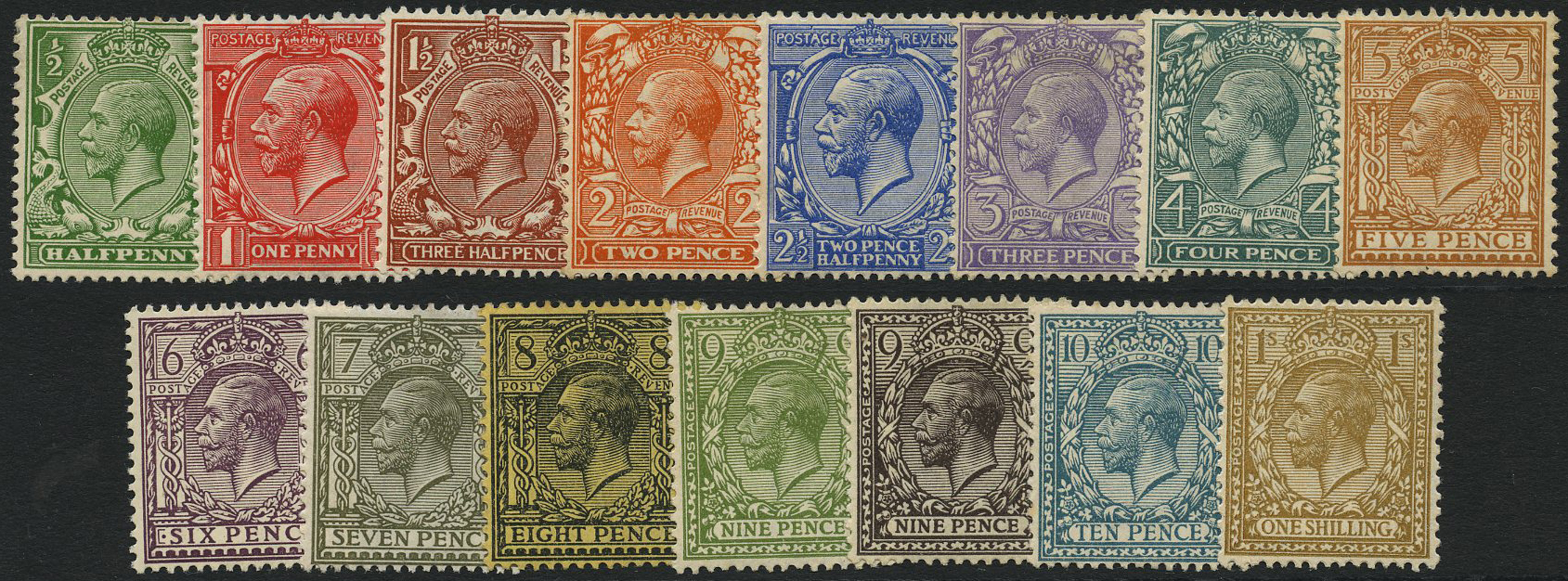 1912-24 Wmk Simple Cypher set of fifteen to...