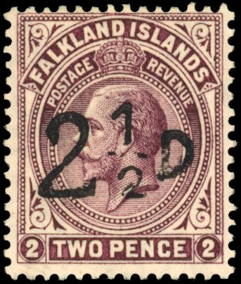 Falkland Is SG 115 1928 2½d South Georgia provisional mint