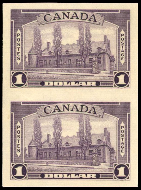 Canada SG 367 $1 imperforate pair mint