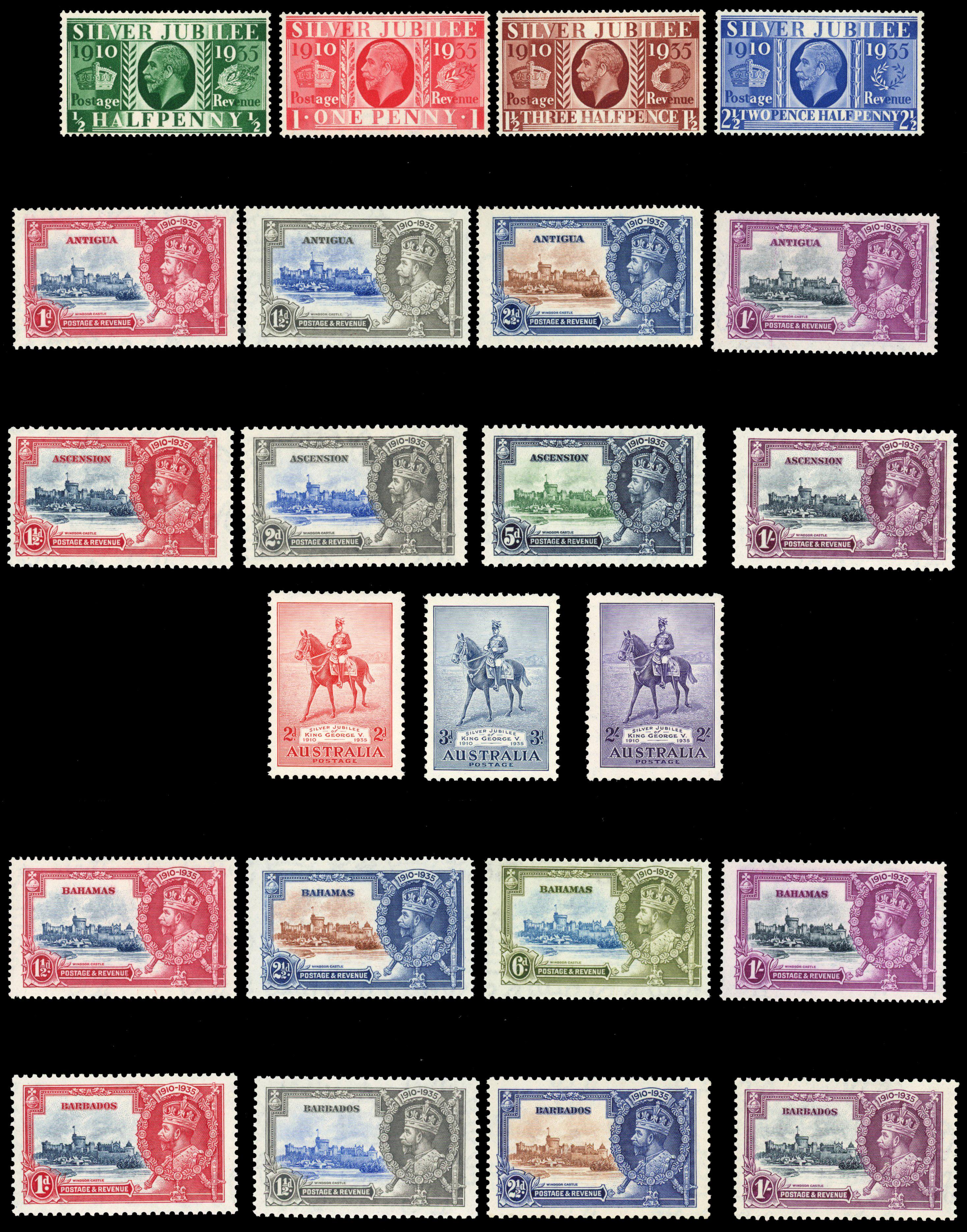 1935 Silver Jubilee unmounted mint set of 250 arranged on Hagner leaves