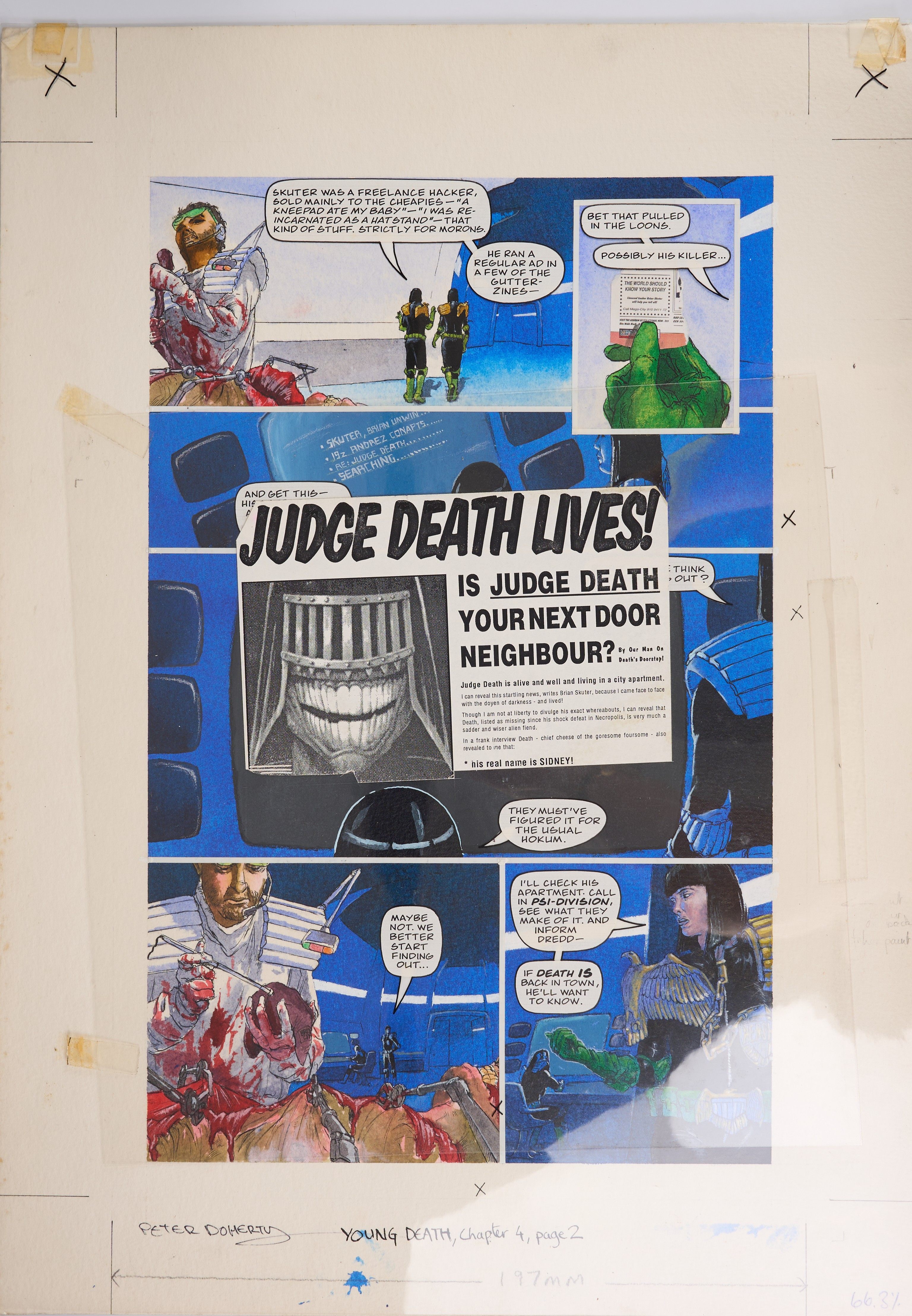 Peter Doherty 2000 AD Judge Dredd Megazine Young Death Colour Story Pages (Fleetway, 1990-1) Total 2