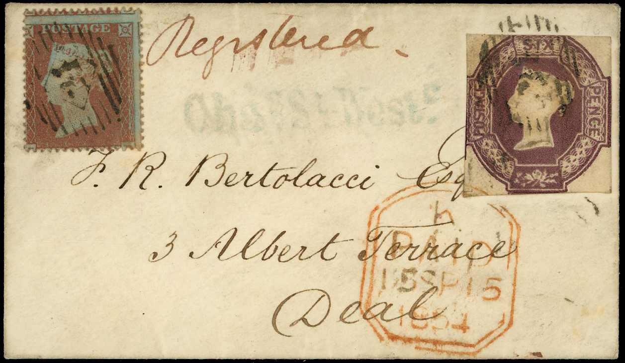 1854 Registered Mail. Neat envelope from London to Deal.