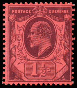 GB SG 221 var 1909 1½d colour trial