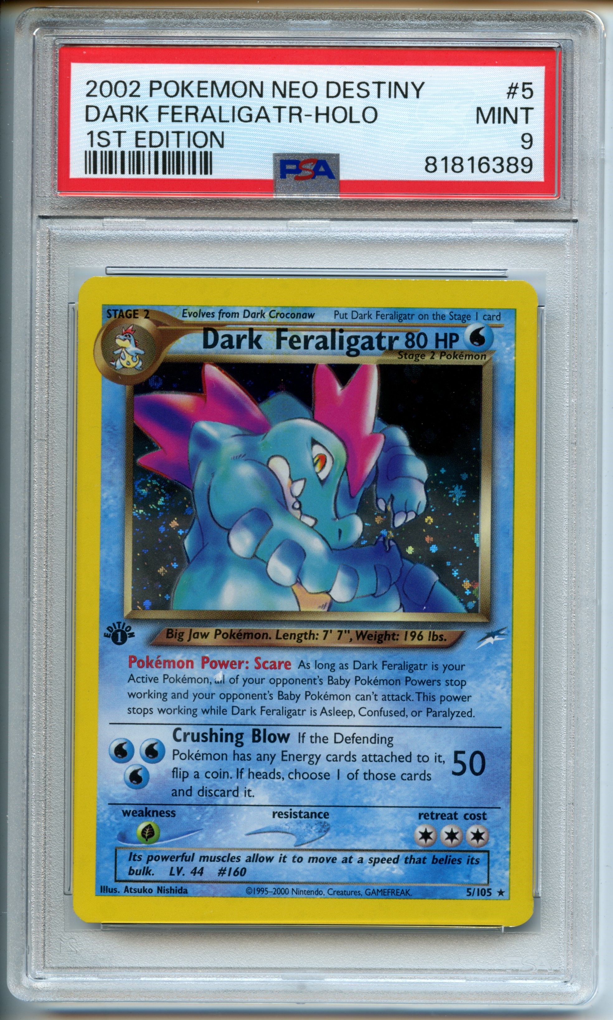 Pokemon TCG  - Dark Feraligatr HOLO - 1st Edition Neo Destiny - PSA 9 
