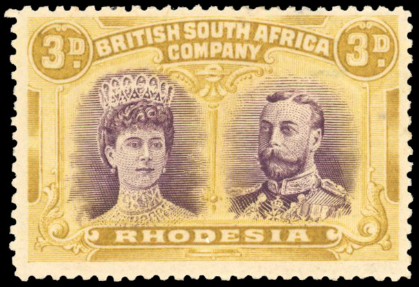 † 3d violet and ochre SG 137, position 4 mint