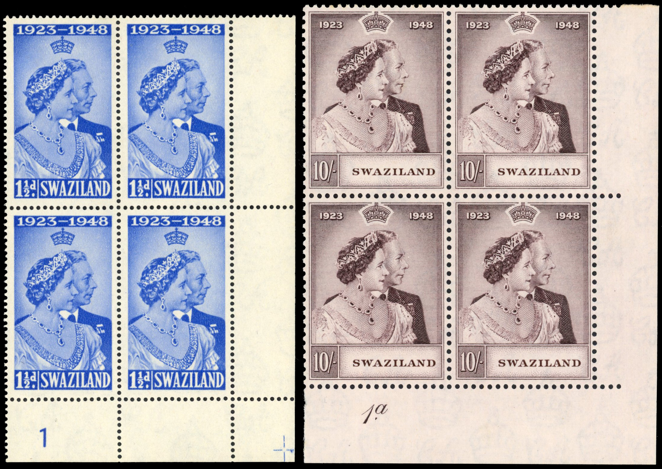 Swaziland SG 46-7 Plate blocks mint