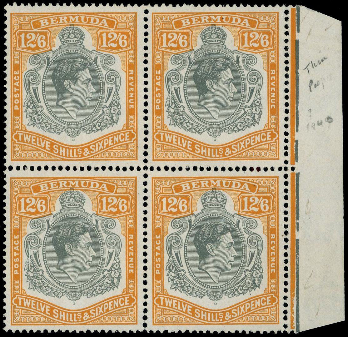 Bermuda SG 120c thin paper block mint