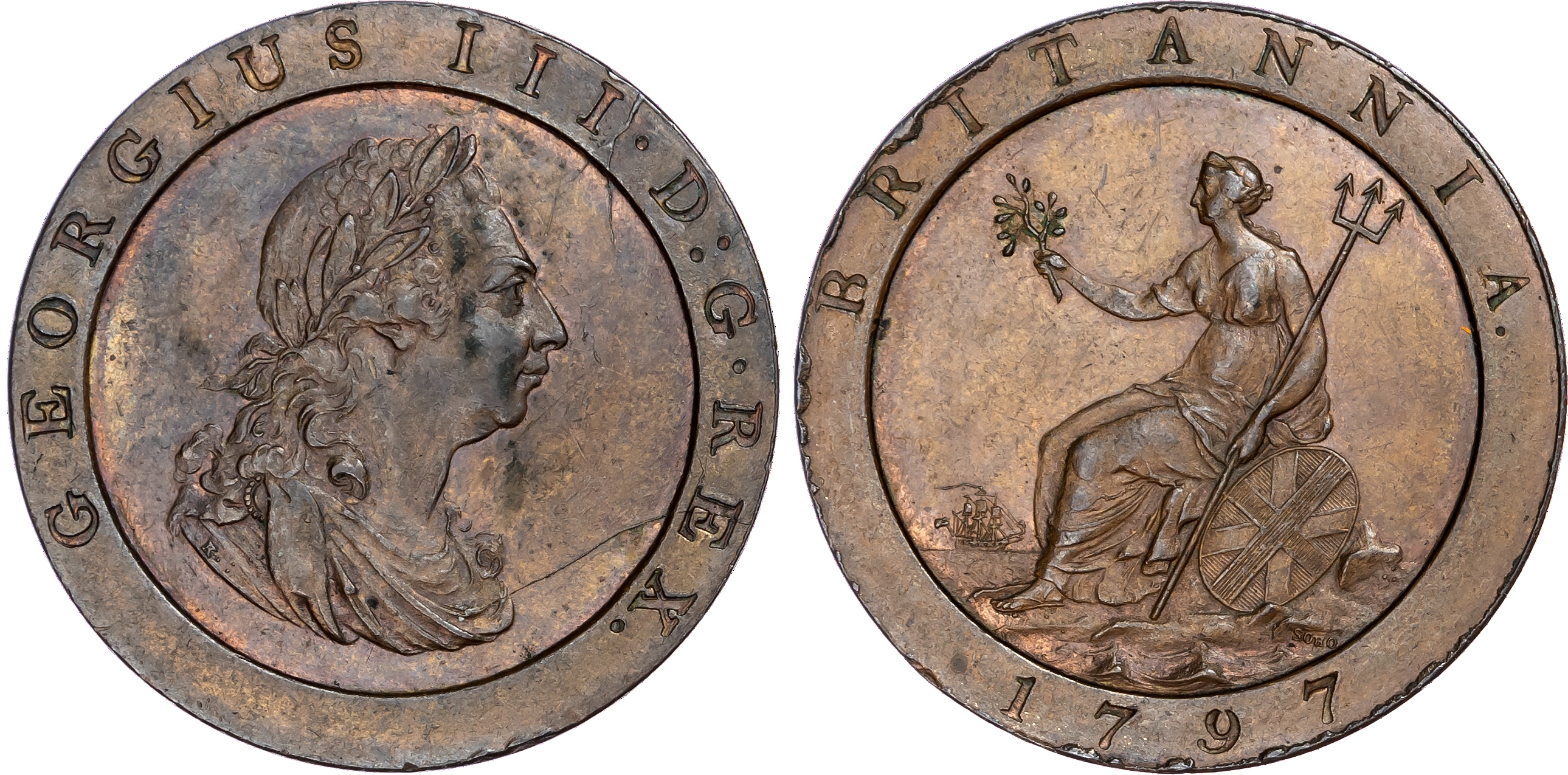 George III (1760-1820), 'Cartwheel' Penny, 1797