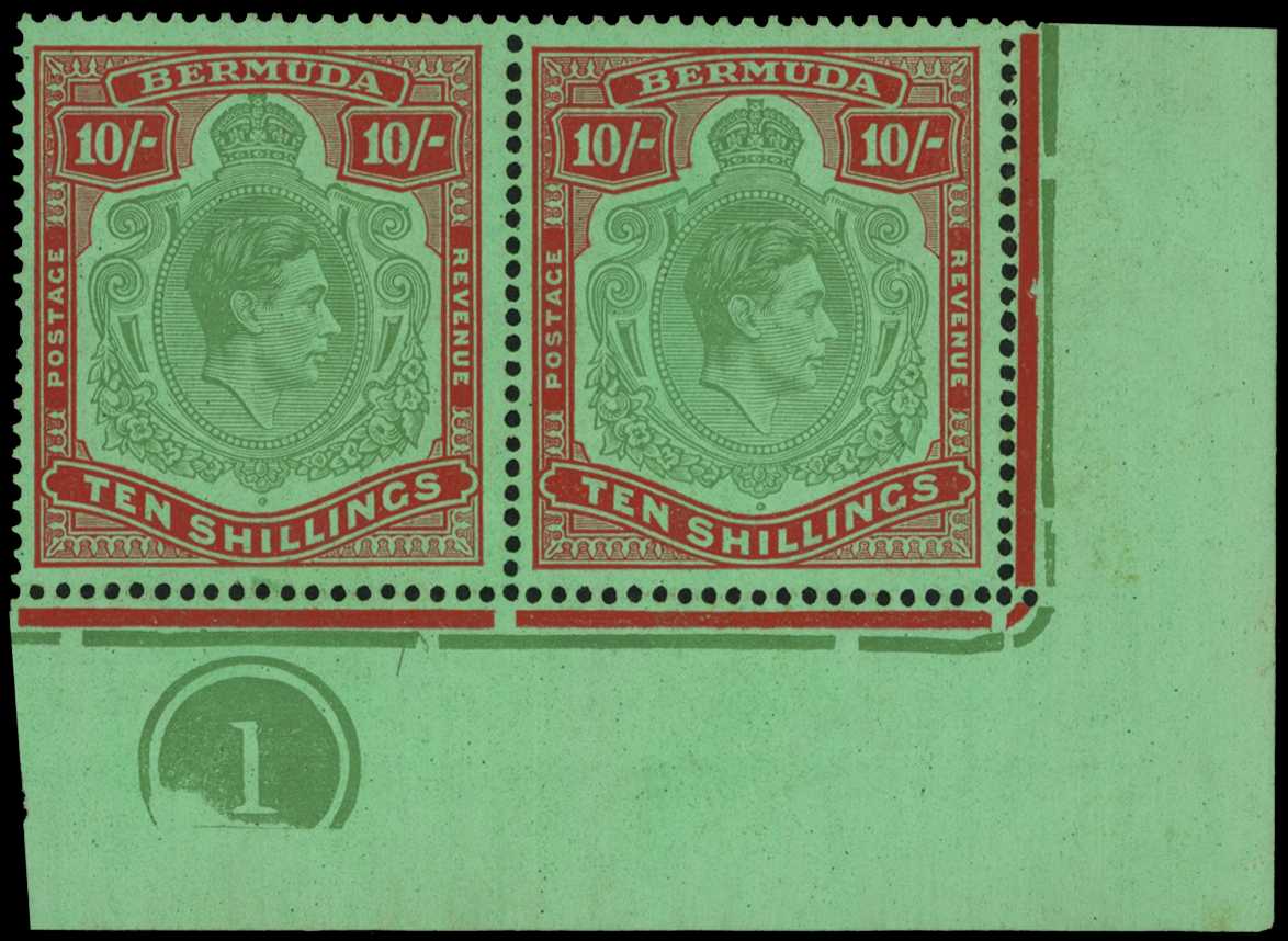 1938-53 10/- yellowish green and...