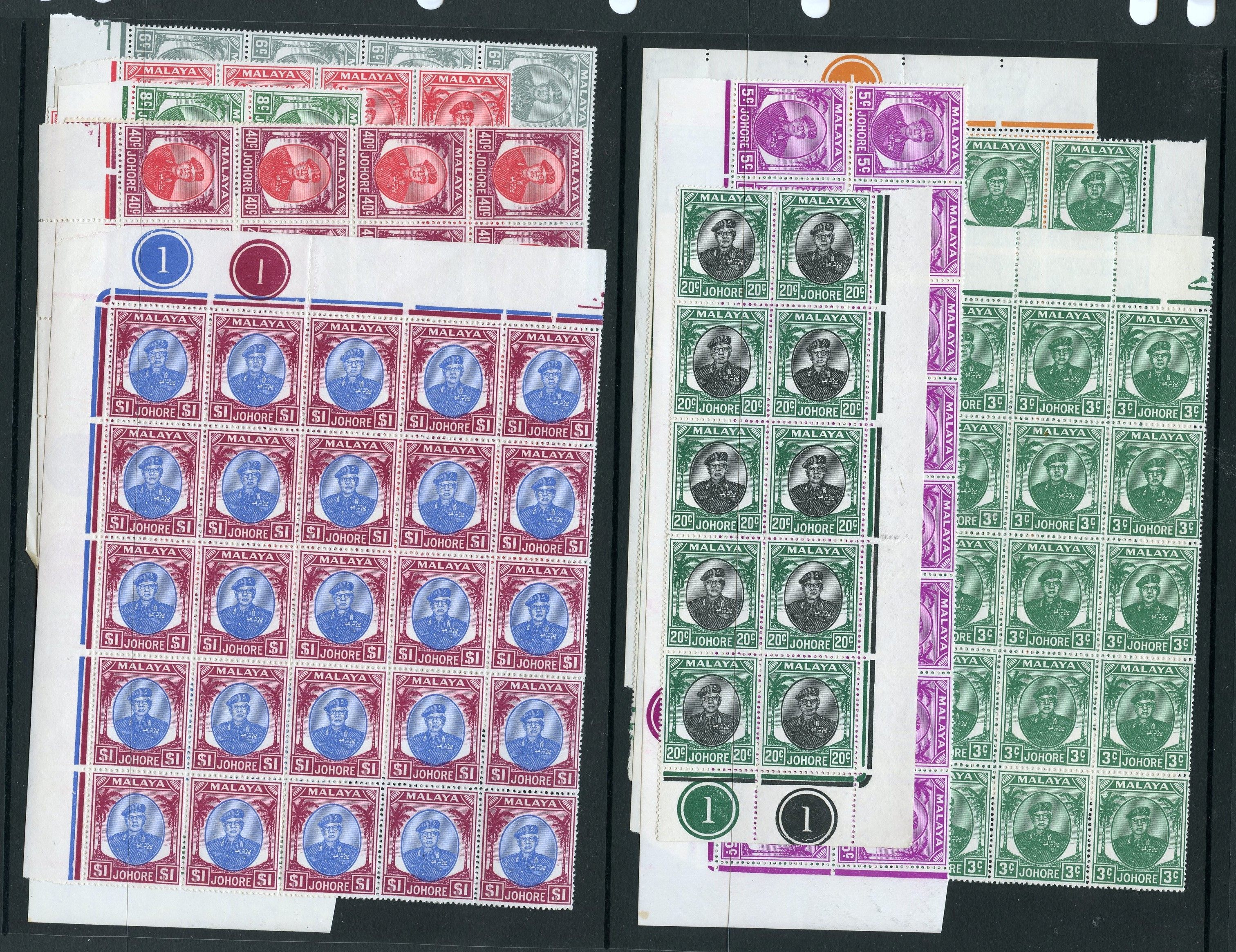 Johore SG 133/145 large blocks...
