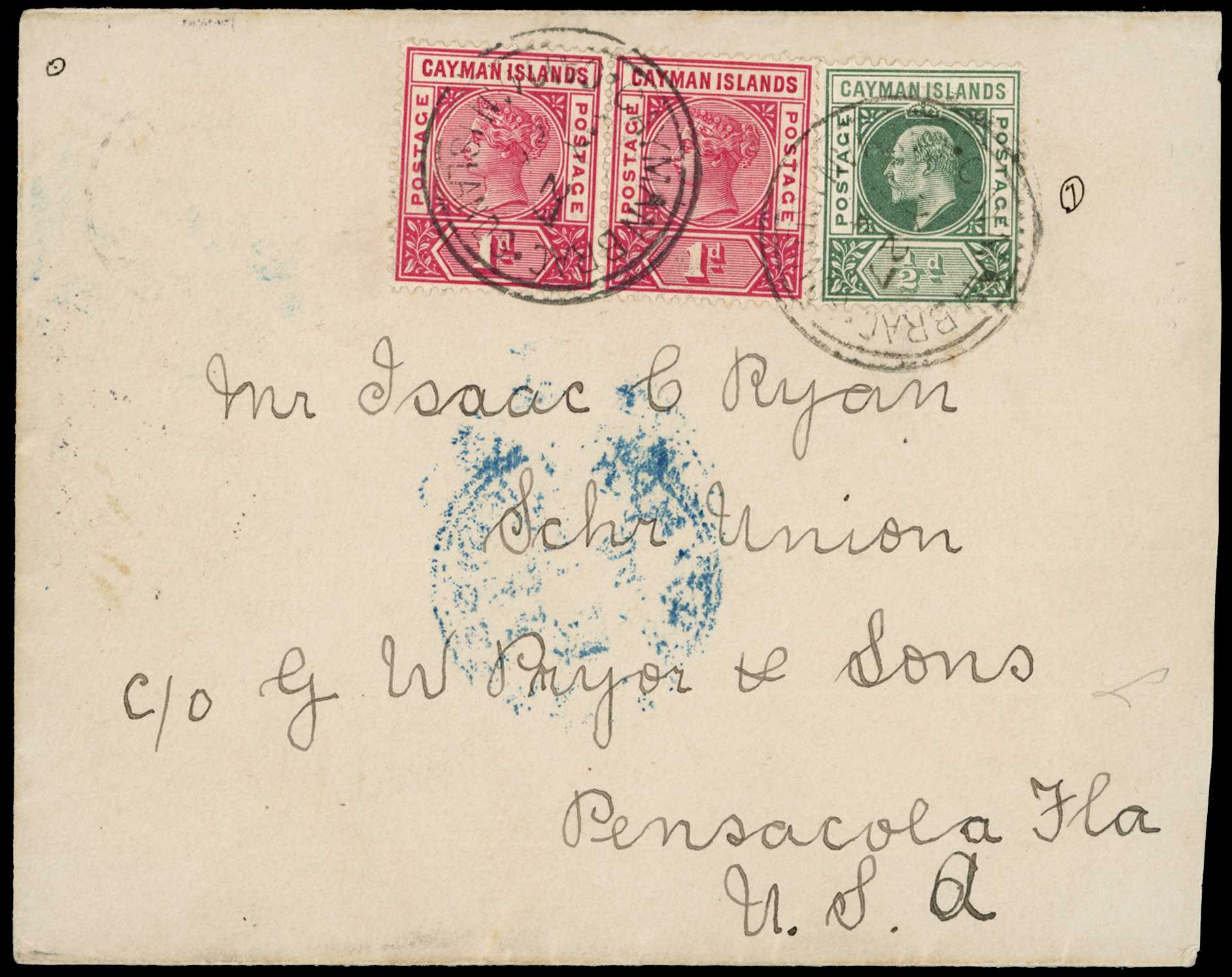 1904 Mixed reign franking with two 1d carmine...