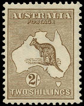 AUSTRALIA SG 12 1913-14 2s brown, wmk 2, lpog