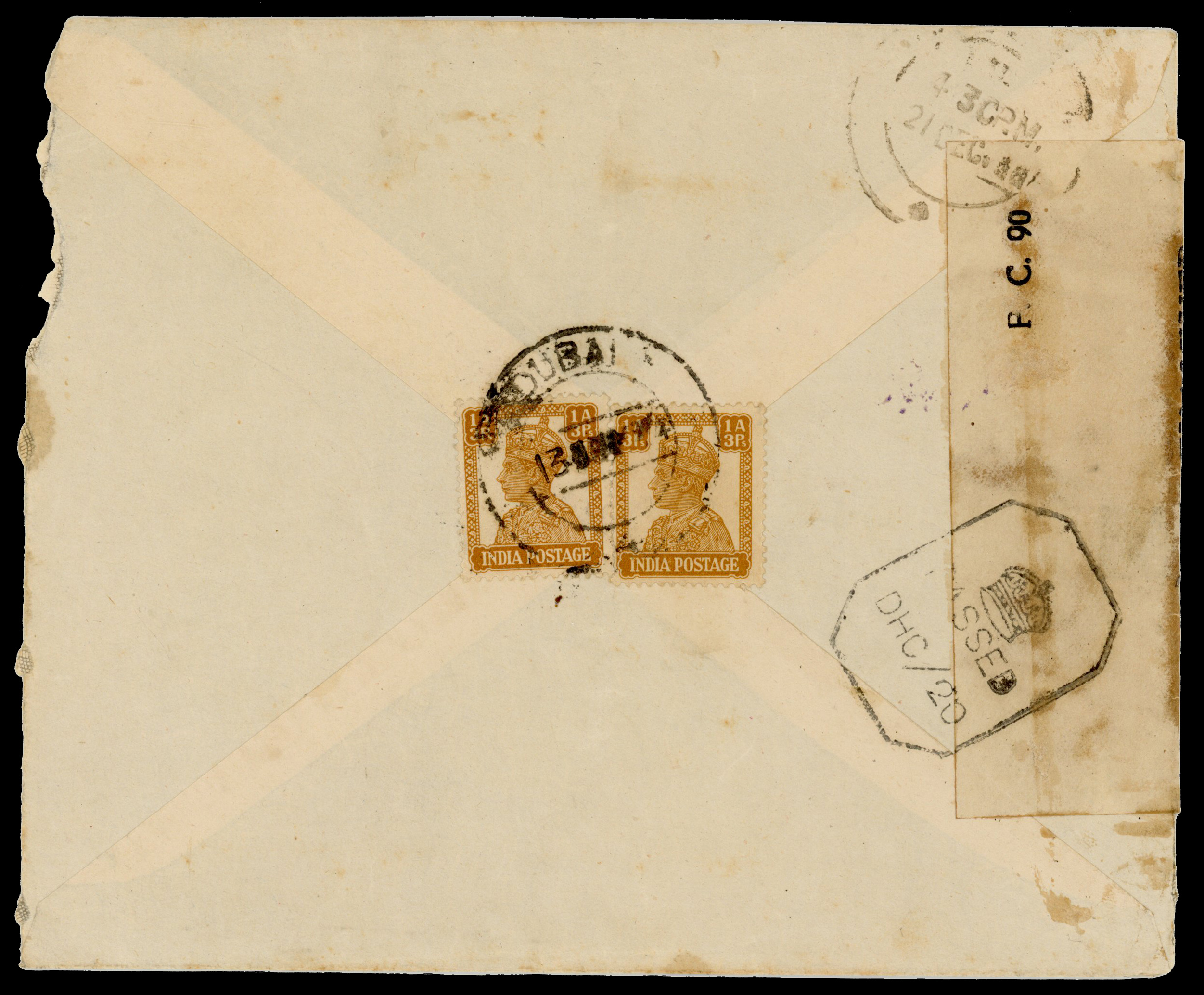 BPAEA 1944 India used at Dubai cover