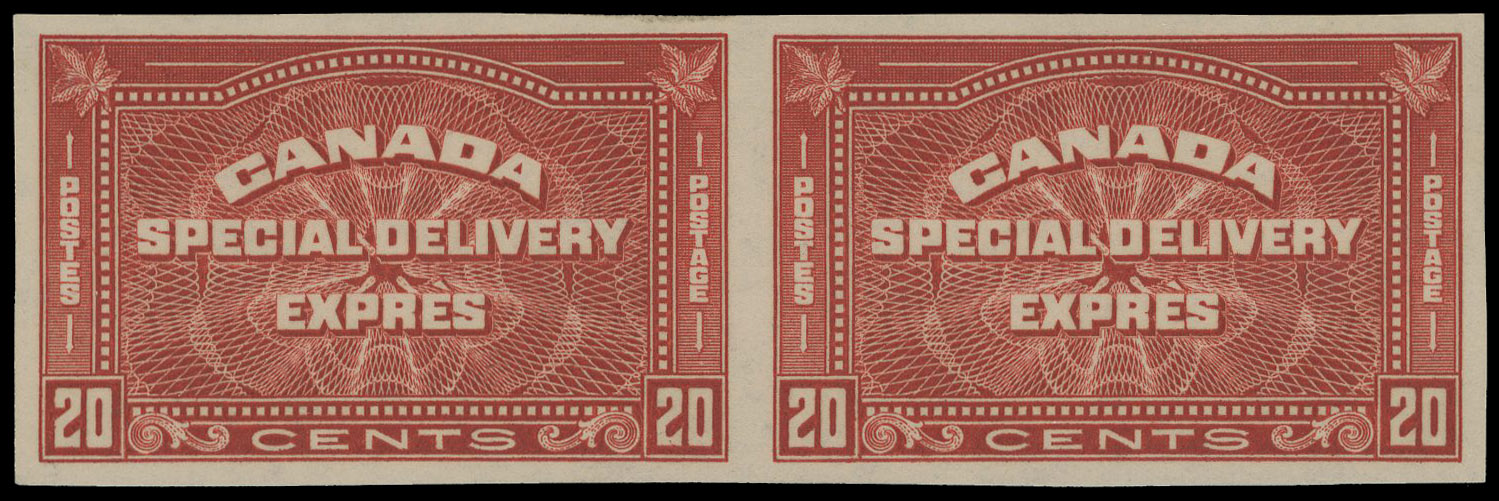 Canada 1932 special delivery 20c imperf pair