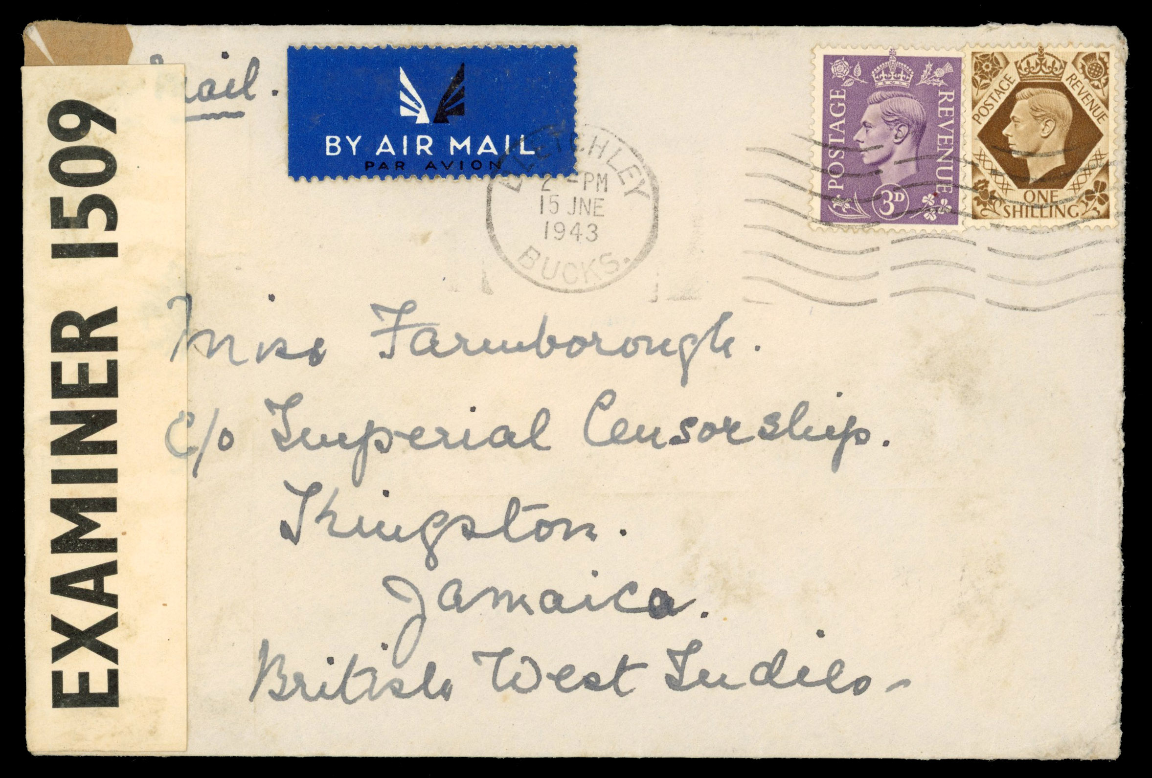 Jamaica 1940s incoming mail to Imperial Censorship Jamaica