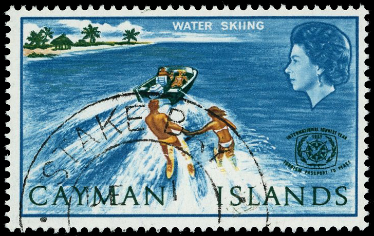 Cayman Islands SG 205a error gold omitted used 