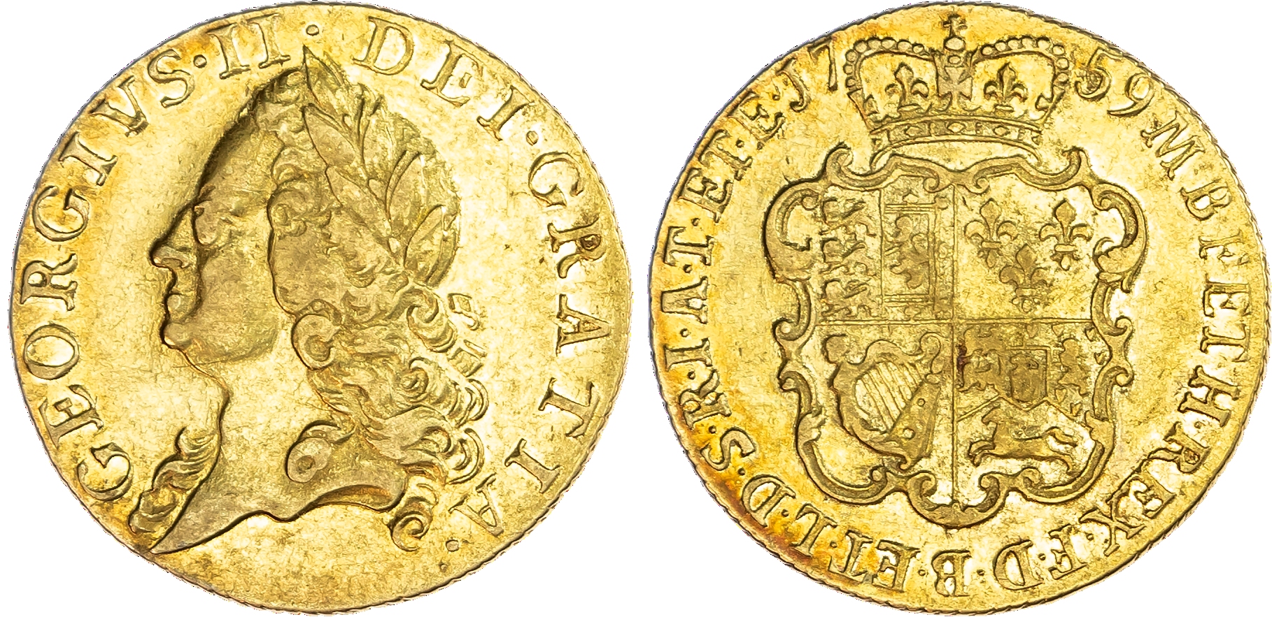 George II (1760-1820), 'Old Head' Guinea, 1759.