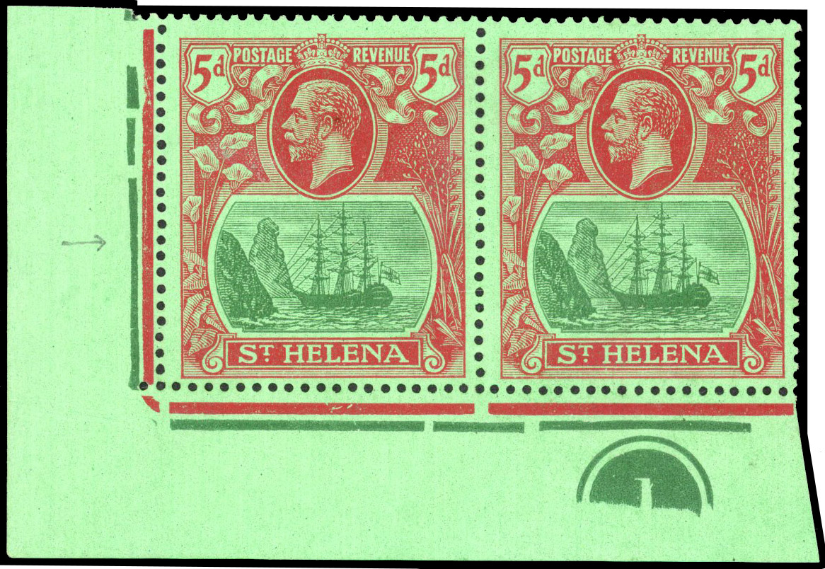 St Helena SG 103dc Plate pair mint