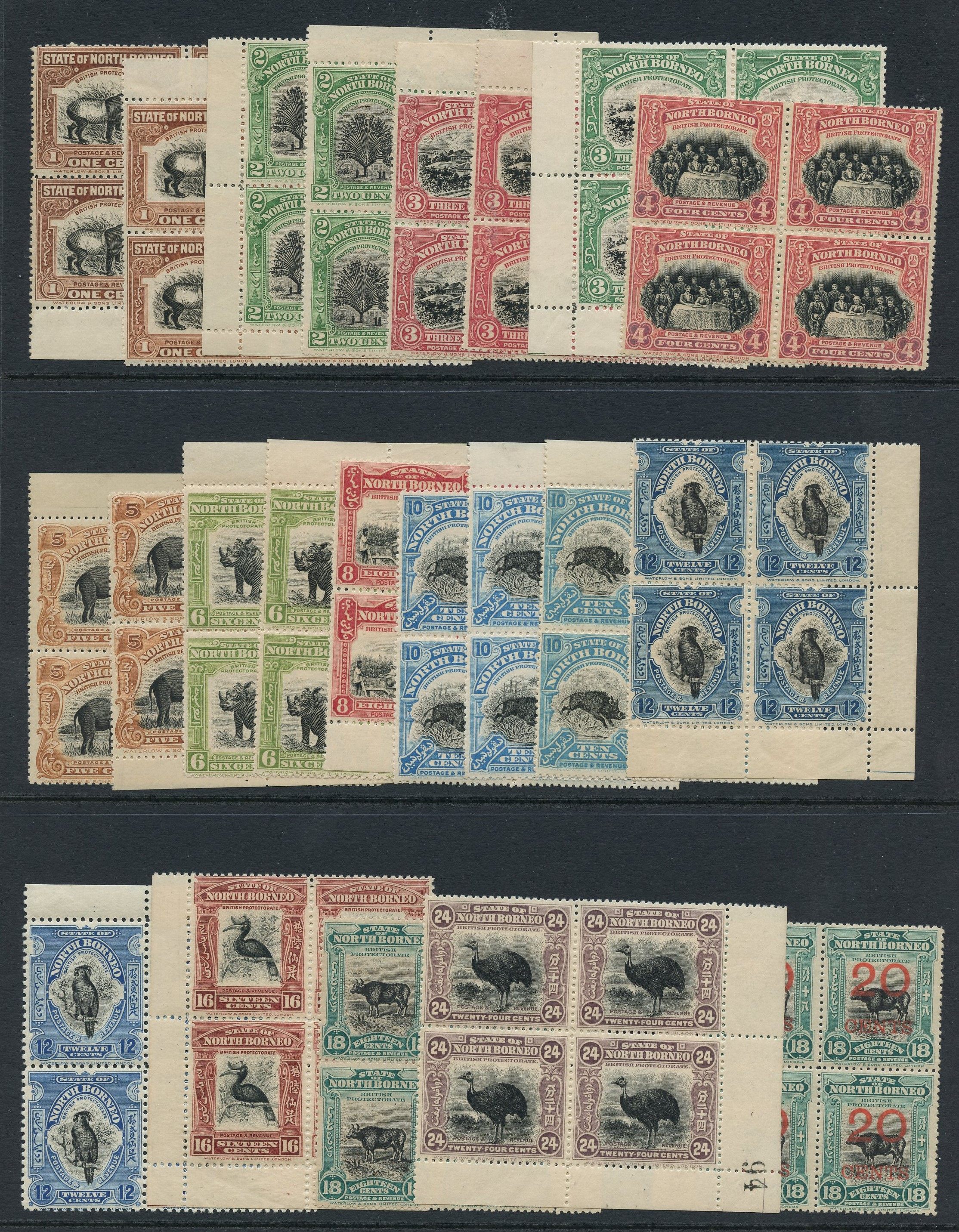 North Borneo SG 158-177 blocks...
