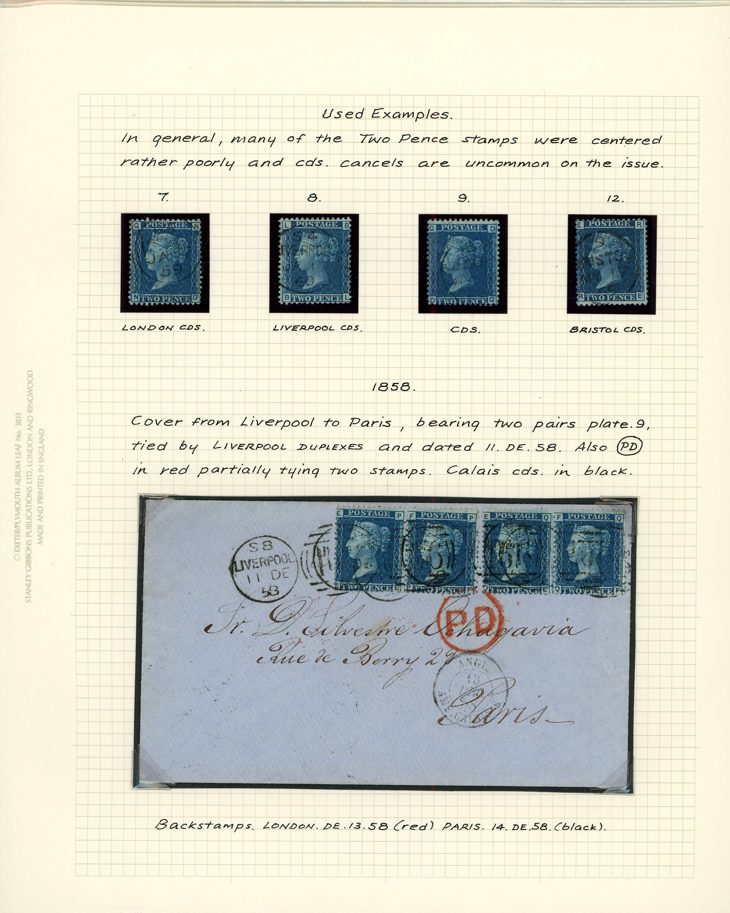 1858-76 2d blue Pl’s.7-15.