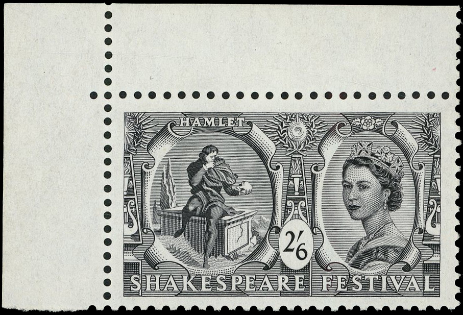 1964 Shakespeare 2s6d jet-black, top left corner unmounted og