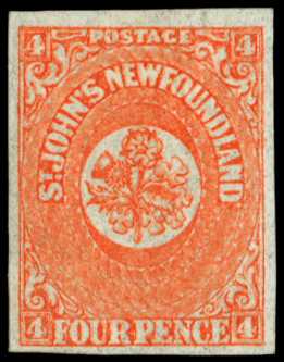 1860 4d orange-vermilion on medium hand-made paper, good to large margins with dazzling colour and exceptional impression,...