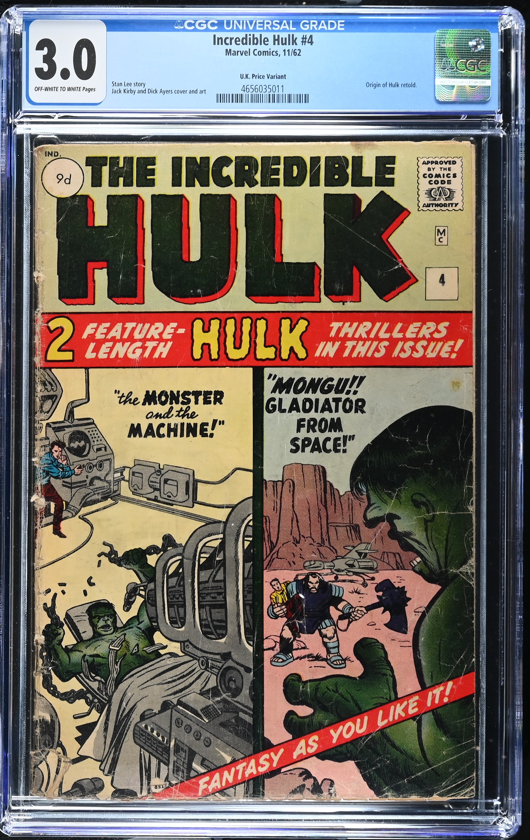 Incredible Hulk #4 (Marvel Comics 1962) CGC 3.0