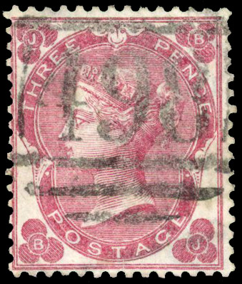1862 Emblems 3d rose (BJ), with white dots, cancelled by Manchester ‘498’ numeral