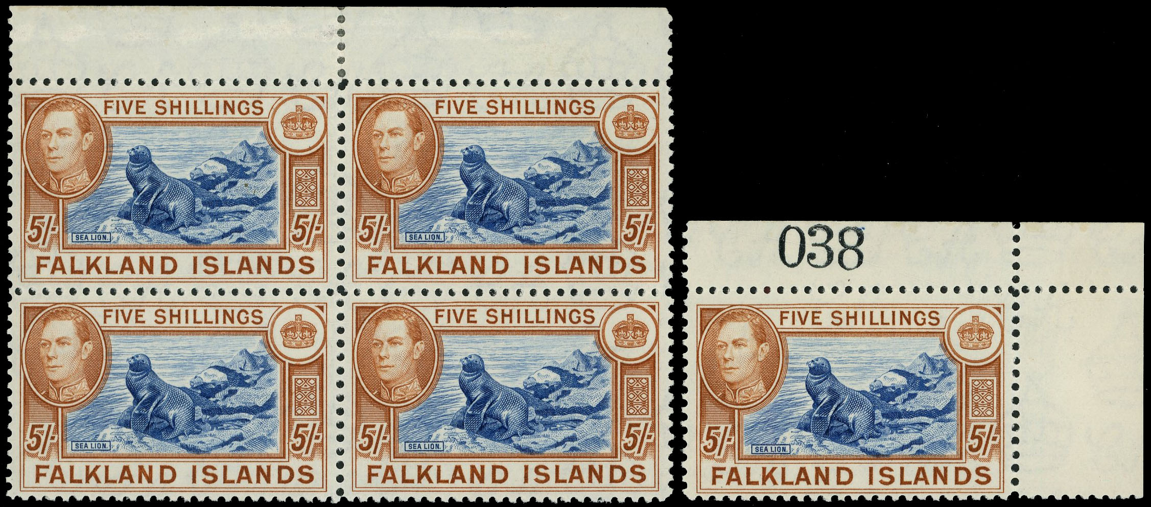 Falkland Is SG 161 block mint